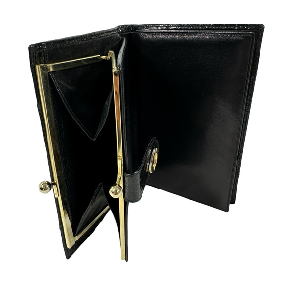 Genuine black caiman alligator coin wallet bill organizer - Picture 9 of 11